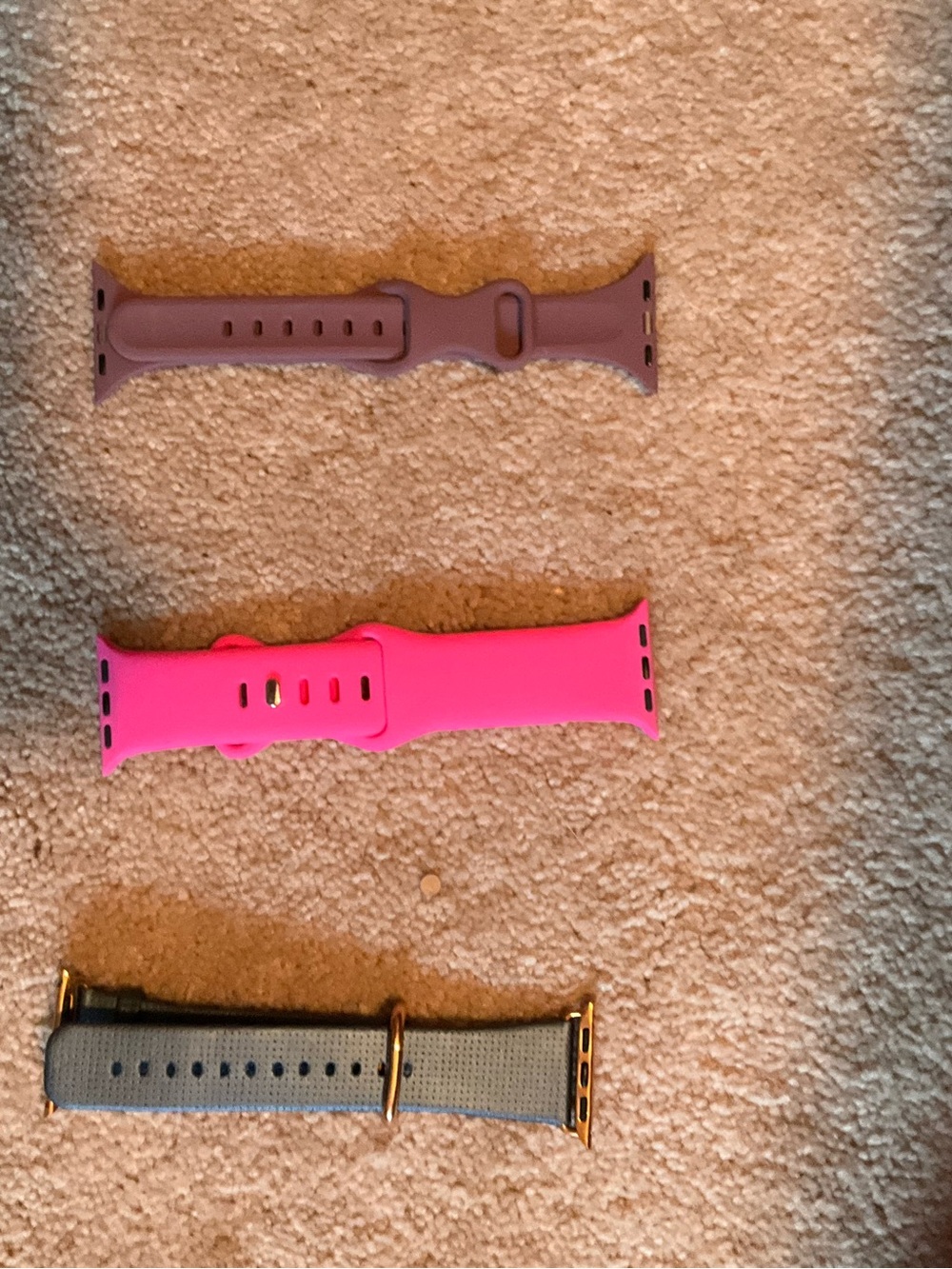 Three Interchangeable Watch Bands - Mauve, Hot Pink, Navy